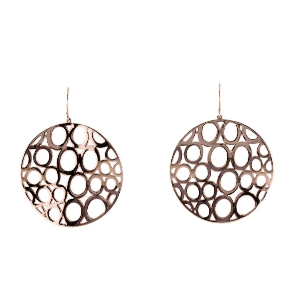 IPPOLITA STERLING SILVER 925 ROSE GOLD PLATED CARINO CIRCLE DROP EARRINGS - Picture 3 of 3